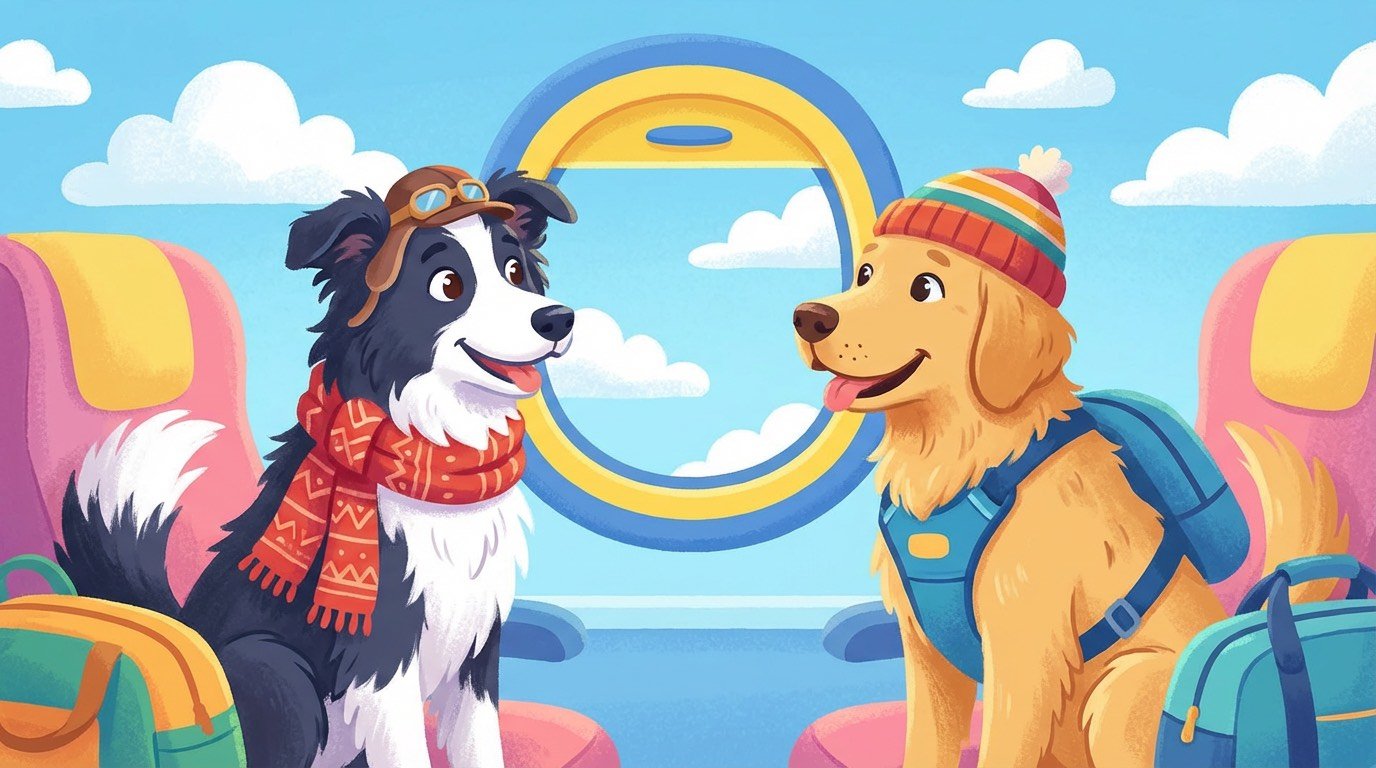 Border Collies y Golden Retrievers viajando felices